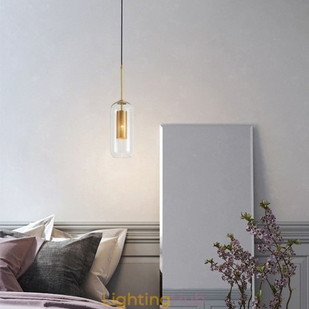 Nordic Clear Glass Pendant Light Unique Inner Brass Hollow out Pendant Light Nordic Clear Glass Pendant Light Unique Inner Brass Hollow out Pendant Light