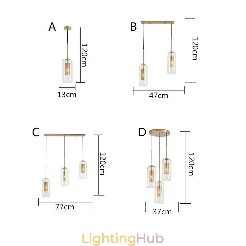 Nordic Clear Glass Pendant Light Unique Inner Brass Hollow out Pendant Light