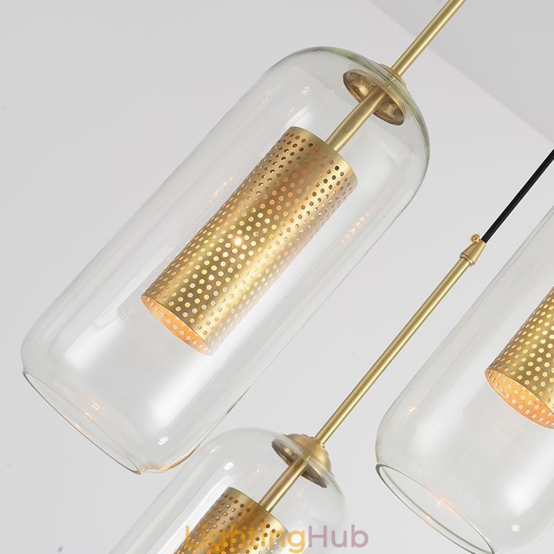 Nordic Clear Glass Pendant Light Unique Inner Brass Hollow out Pendant Light