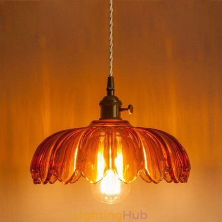 Modern Retro Glass Pendant Lighting Flower Shade Lamp With Twist Switch Light Modern Retro Glass Pendant Lighting Flower Shade Lamp With Twist Switch Light