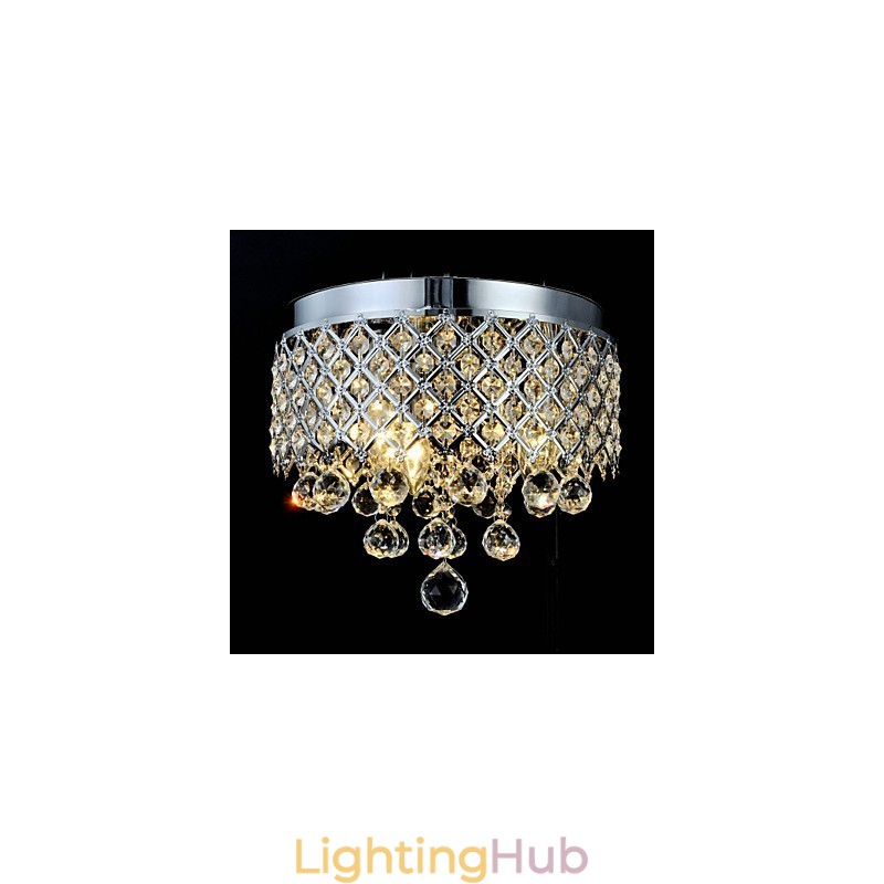 Traditional Classic Crystal Chrome Metal Flush Mount