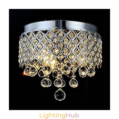 Traditional Classic Crystal Chrome Metal Flush Mount Traditional Classic Crystal Chrome Metal Flush Mount