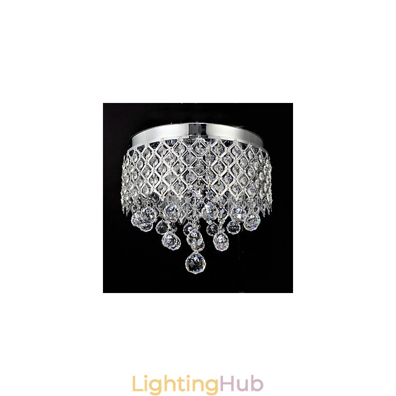 Traditional Classic Crystal Chrome Metal Flush Mount