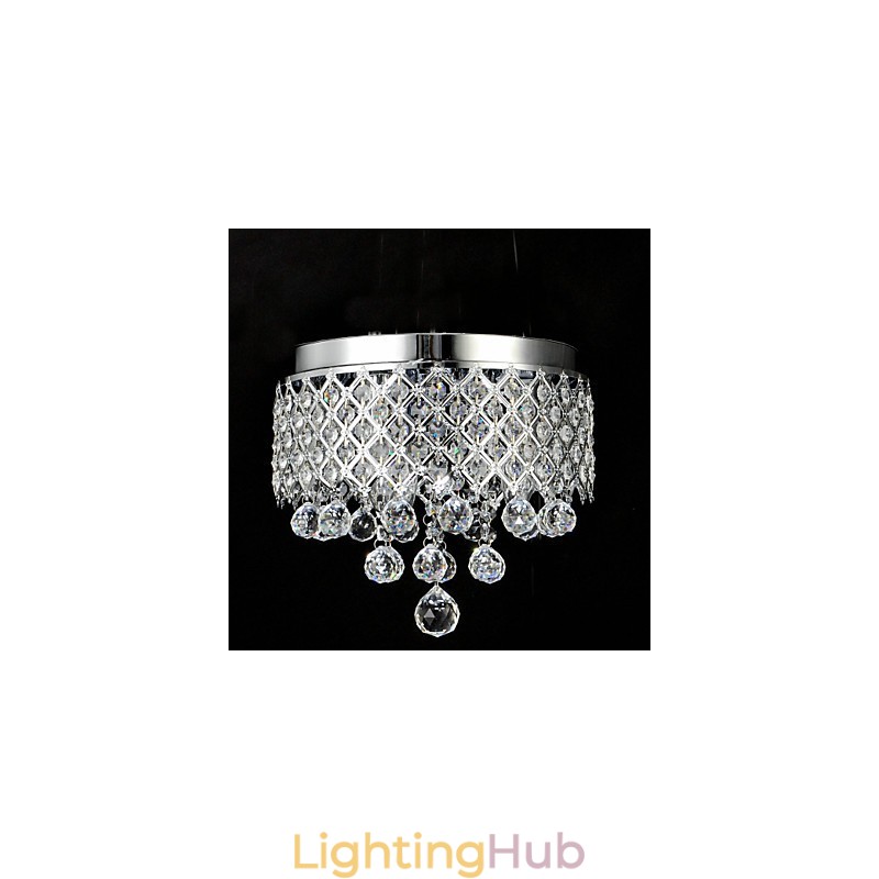 Traditional Classic Crystal Chrome Metal Flush Mount