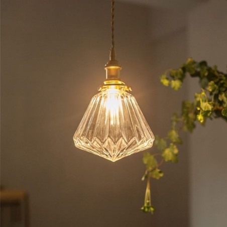 Clear Diamond Ribbed Glass Pendant Light Clear Diamond Ribbed Glass Pendant Light