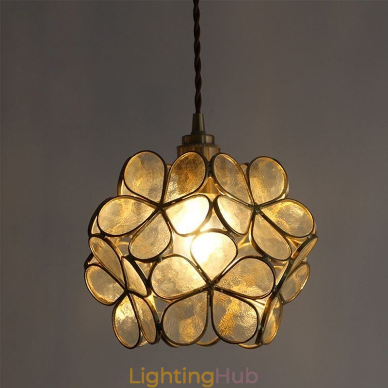 Nordic Creative Pendant Light Glass Home Lighting Petal Shape Lamp Bedside Lamp