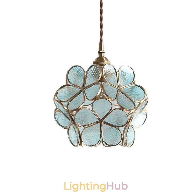 Nordic Creative Pendant Light Glass Home Lighting Petal Shape Lamp Bedside Lamp
