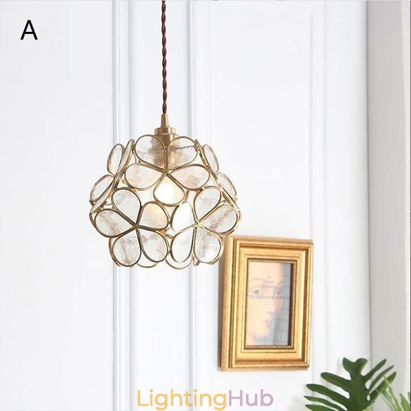 Nordic Creative Pendant Light Glass Home Lighting Petal Shape Lamp Bedside Lamp