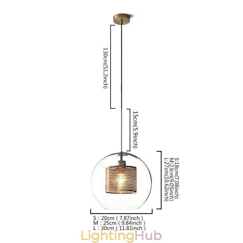 Nordic Pendant Light Glass Home Lighting Round Ball Shape Lamp Bedside Lamp