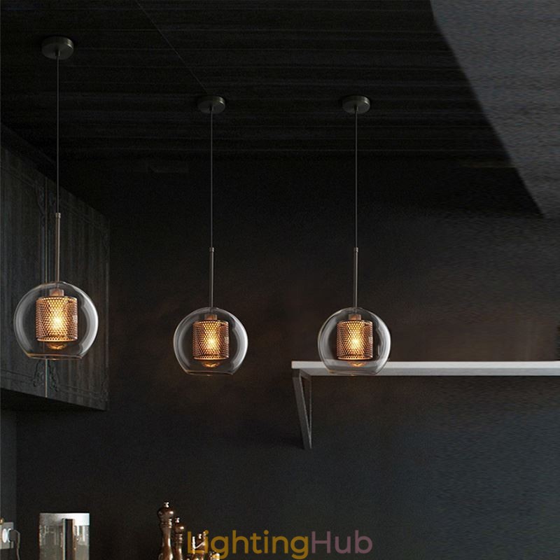 Nordic Pendant Light Glass Home Lighting Round Ball Shape Lamp Bedside Lamp