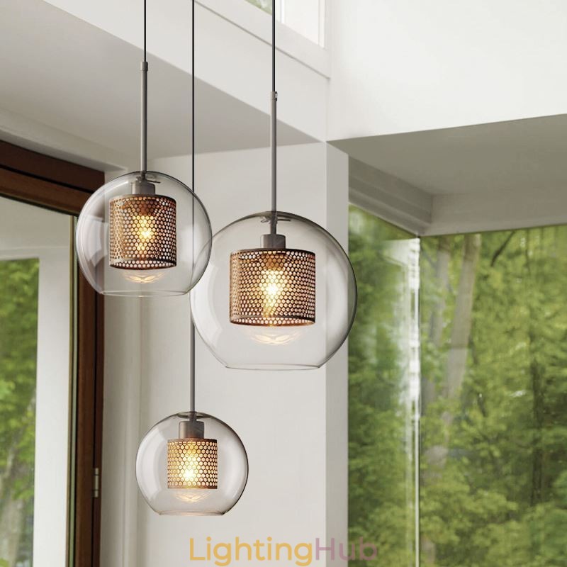 Nordic Pendant Light Glass Home Lighting Round Ball Shape Lamp Bedside Lamp