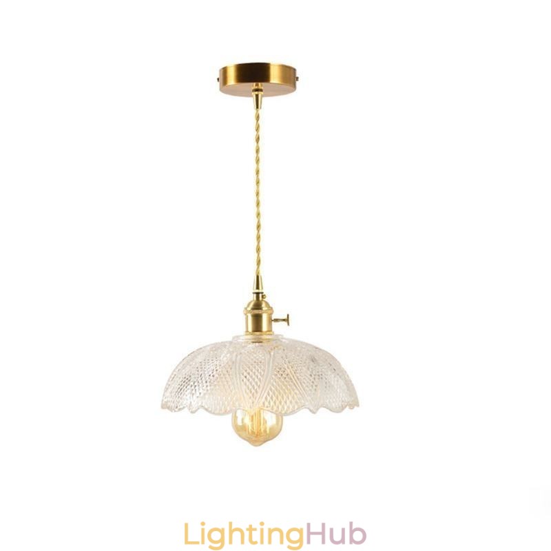 Large Clear Ribbed Glass Ceiling Light Home Lighting With Twist Switch Lamp Soothing Warmth Light