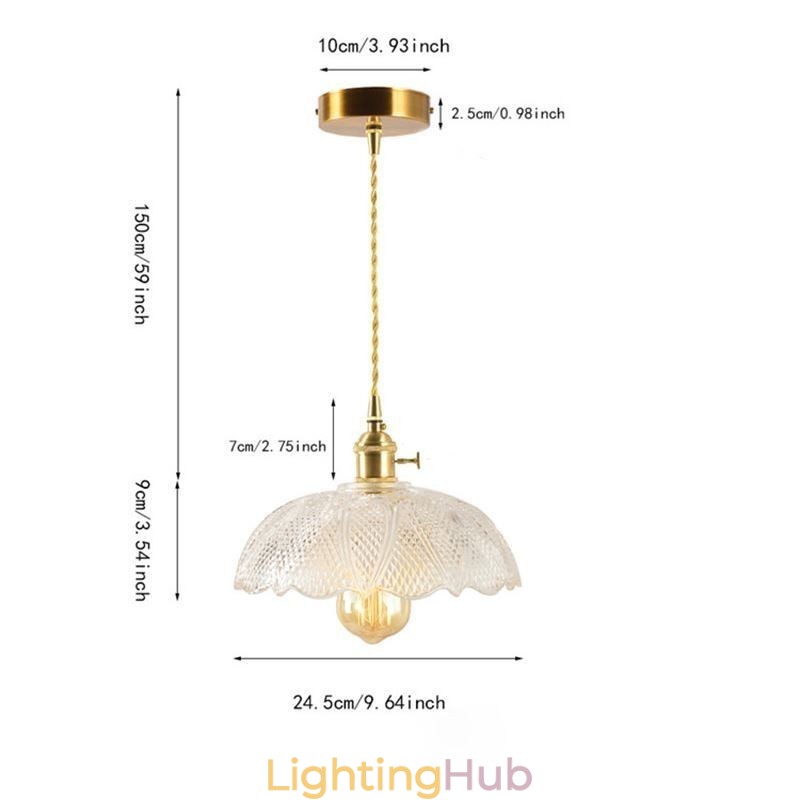 Large Clear Ribbed Glass Ceiling Light Home Lighting With Twist Switch Lamp Soothing Warmth Light
