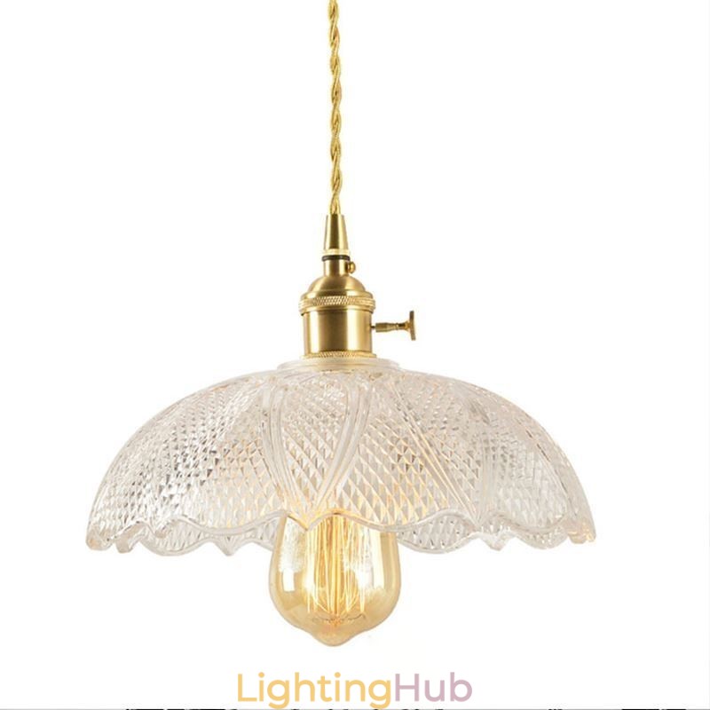 Large Clear Ribbed Glass Ceiling Light Home Lighting With Twist Switch Lamp Soothing Warmth Light