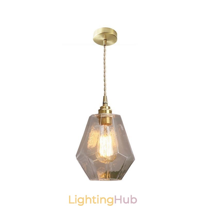 Nordic Retro Pendant Light Brass Glass Home Lighting Tower Shape Lamp Lamp