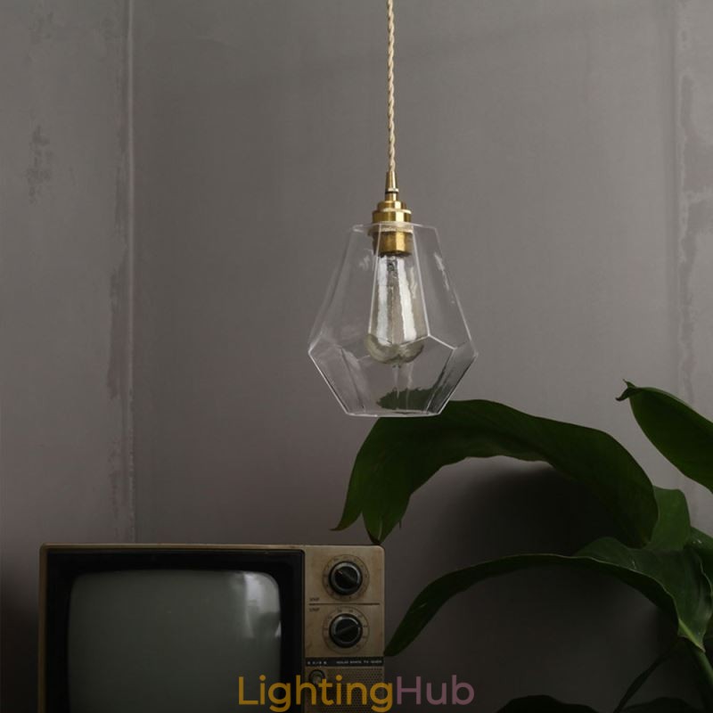 Nordic Retro Pendant Light Brass Glass Home Lighting Tower Shape Lamp Lamp