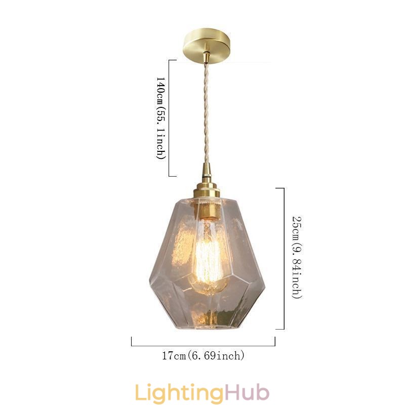 Nordic Retro Pendant Light Brass Glass Home Lighting Tower Shape Lamp Lamp