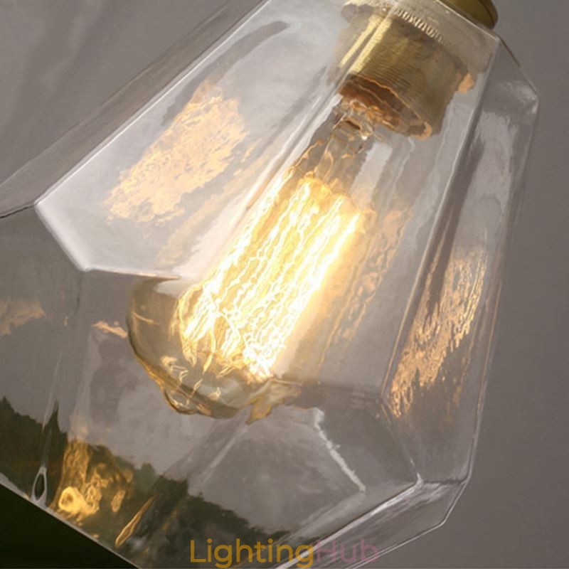 Nordic Retro Pendant Light Brass Glass Home Lighting Tower Shape Lamp Lamp