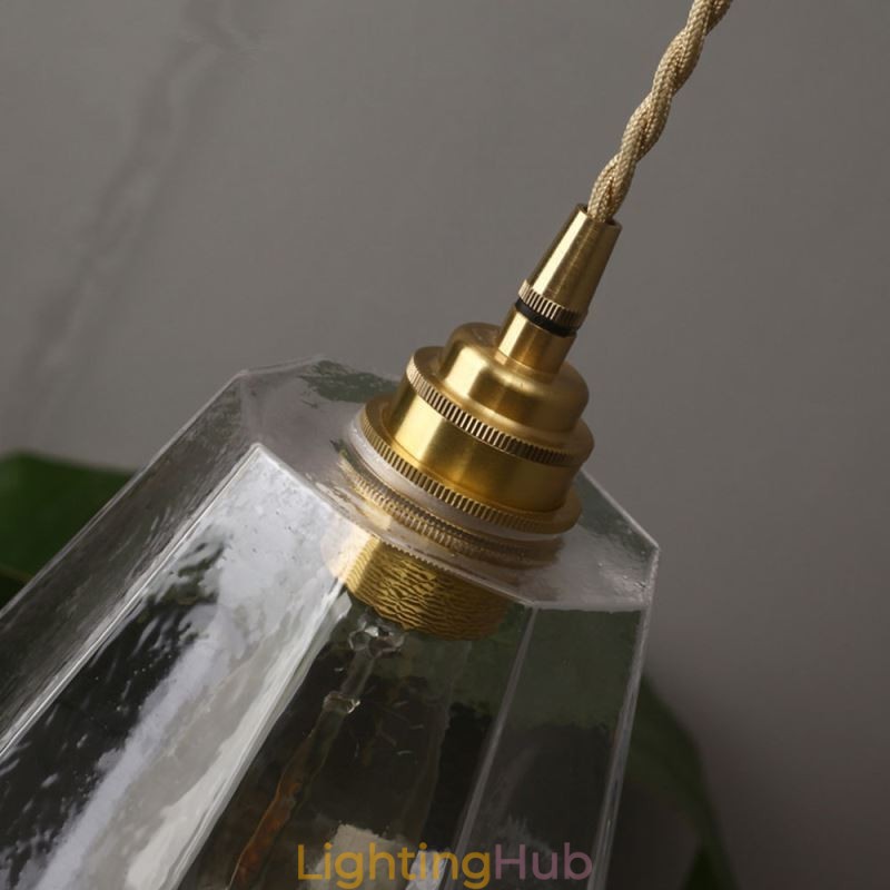 Nordic Retro Pendant Light Brass Glass Home Lighting Tower Shape Lamp Lamp