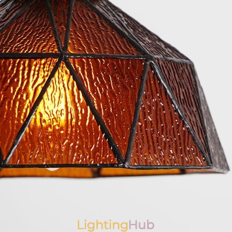 Geometric Stained Glass Pendant Light