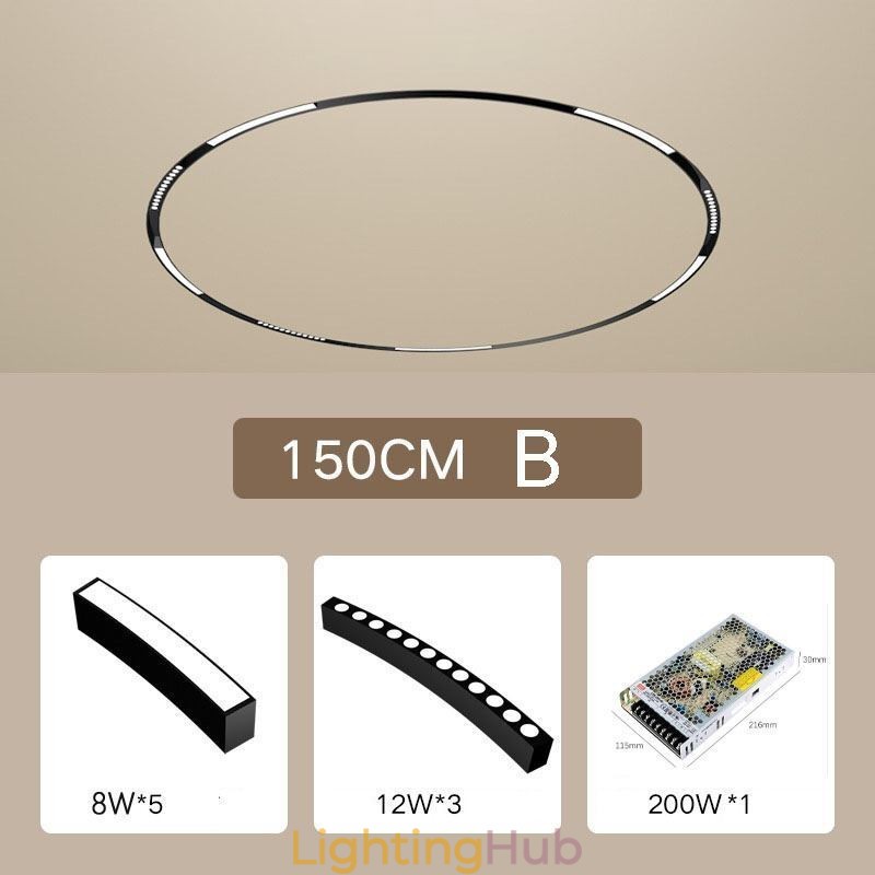 Circular Track Light Magnetic Recessed Track Lighting Fixture φ150cm
