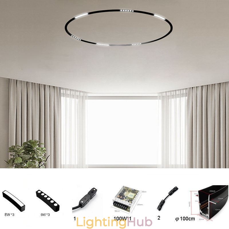 Circular Track Light Magnetic Recessed Spotlight Decorative Light 100cm