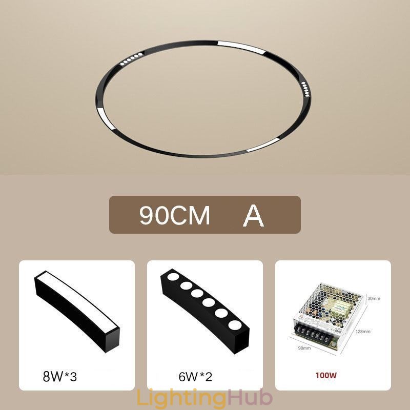 Circular Magnetic Track Light Recessed Spotlight Decorative Light 80cm