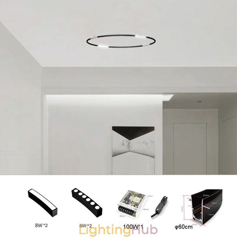 Circular Track Light Magnetic Recessed Spotlight Decorative Light 60cm