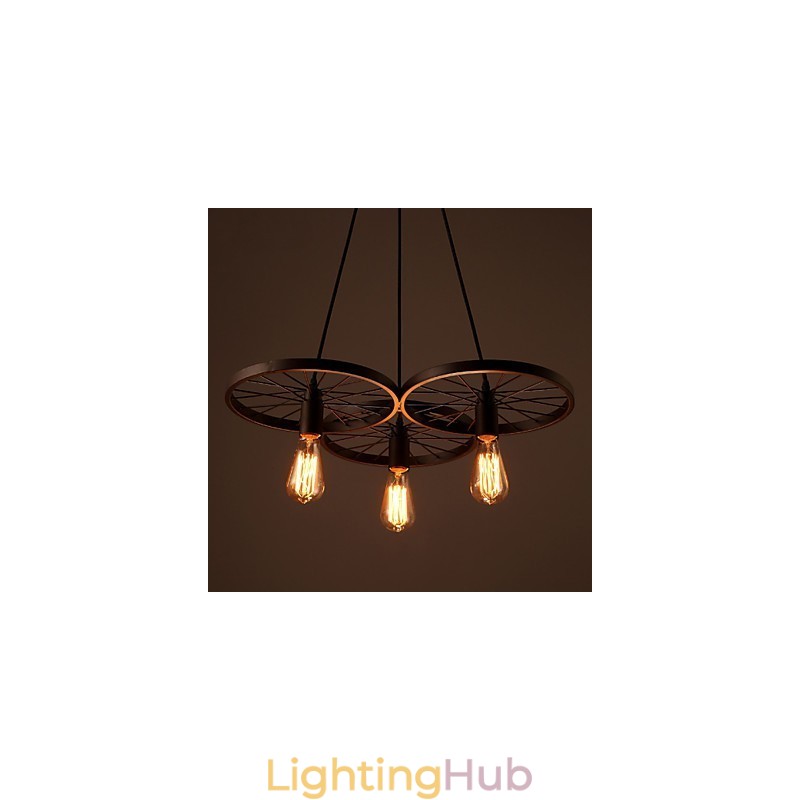 Loft Retro Pendant Lamps American country wrought iron Chandelier industrial style wheels