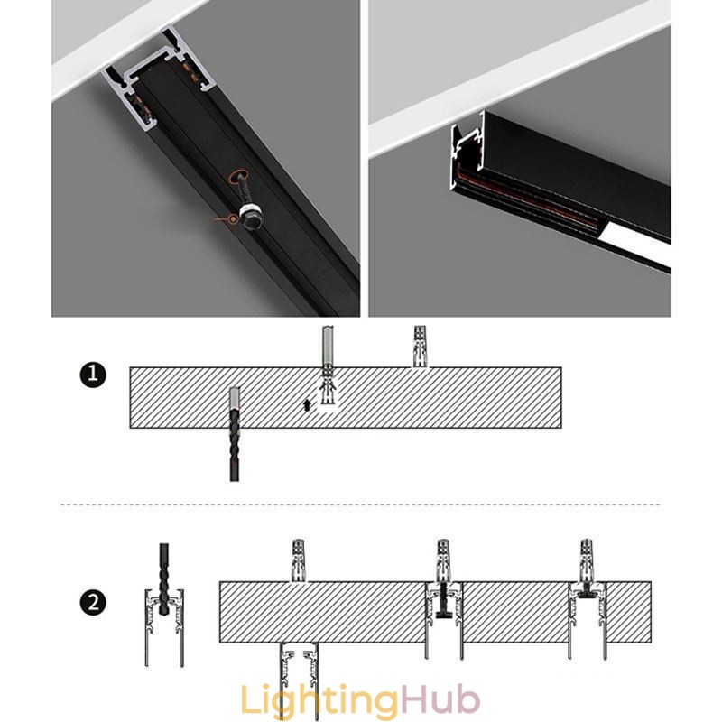 Recessed Track Lighting Rails Magnetic Aluminum Track Surface Profile Ultra Thin Track Light Strip 100cm