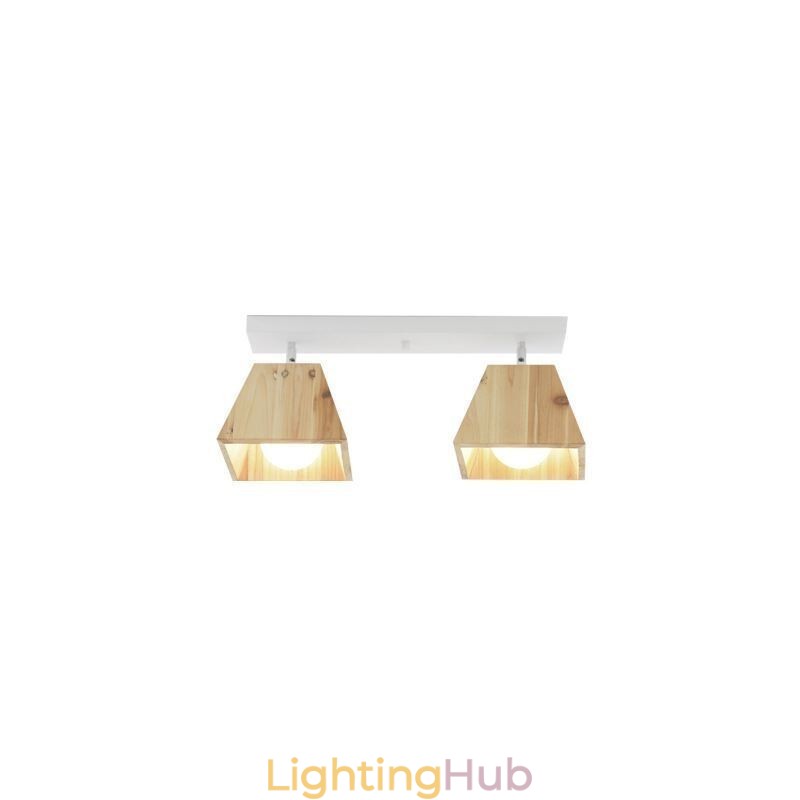 Nordic Wooden Spotlight Four Prism Rotatable Ceiling Spotlight