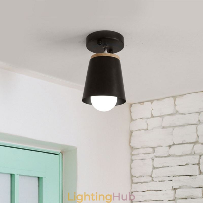 Nordic Iron Spotlight Wooden Simple Ceiling Light(Single Light)
