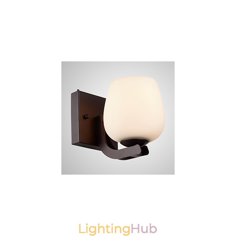 Iron Wall Lamp with Glass Shade Classic Modern Lighting Wall Sconces