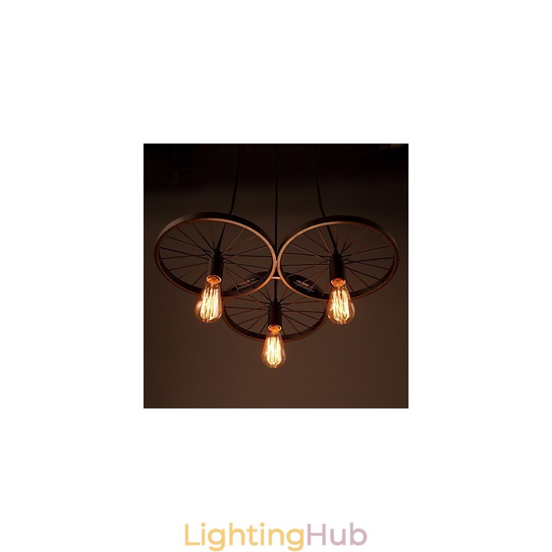 Loft Retro Pendant Lamps American country wrought iron Chandelier industrial style wheels