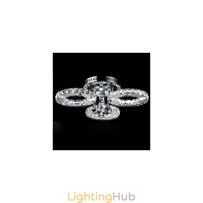 Modern Contemporary Crystal Chrome Metal Flush Mount