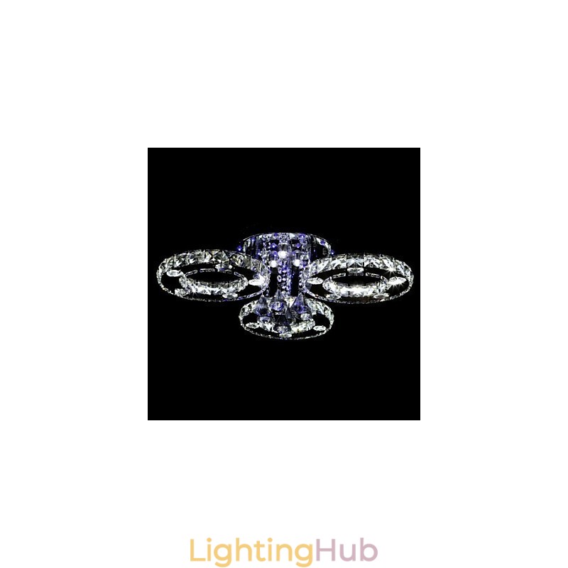 Modern Contemporary Crystal Chrome Metal Flush Mount