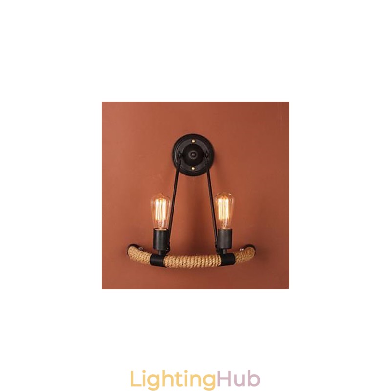 Contracted Balcony Stair Lamp Semicircle Hemp Rope Wall Lamp