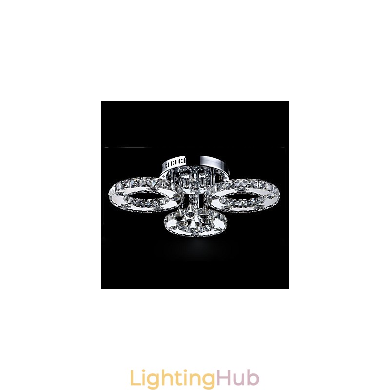 Modern Contemporary Crystal Chrome Metal Flush Mount