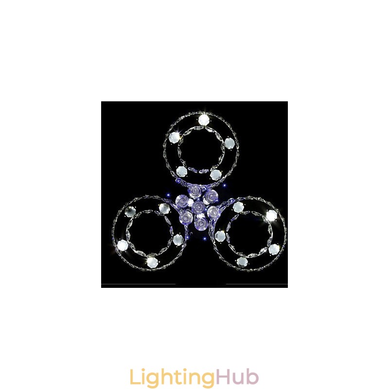 Modern Contemporary Crystal Chrome Metal Flush Mount