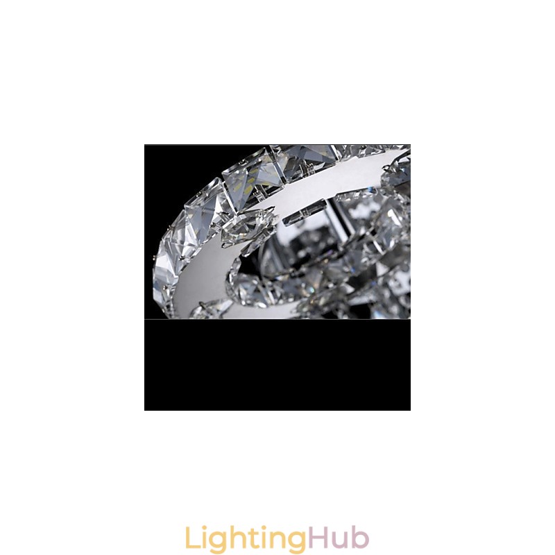 Modern Contemporary Crystal Chrome Metal Flush Mount