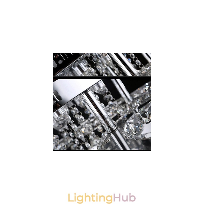 Modern Contemporary Crystal Chrome Metal Flush Mount