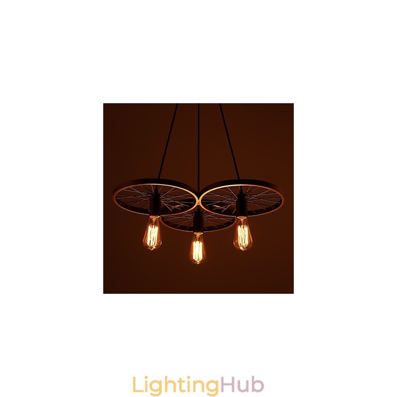 Loft Retro Pendant Lamps American country wrought iron Chandelier industrial style wheels