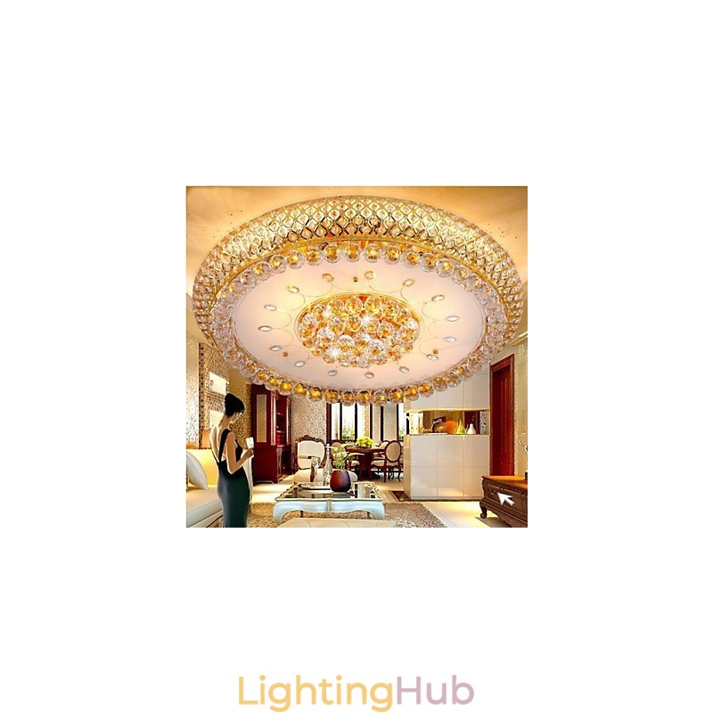 Round Crystal Absorb Dome Light Ceiling Lamp Diameter 80CM Contains 15 Bulbs