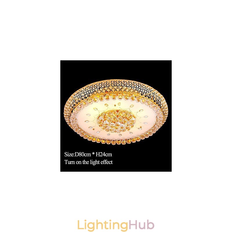Round Crystal Absorb Dome Light Ceiling Lamp Diameter 80CM Contains 15 Bulbs