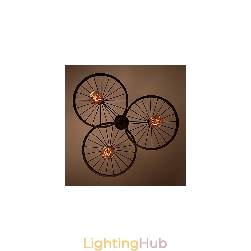Loft Retro Pendant Lamps American country wrought iron Chandelier industrial style wheels