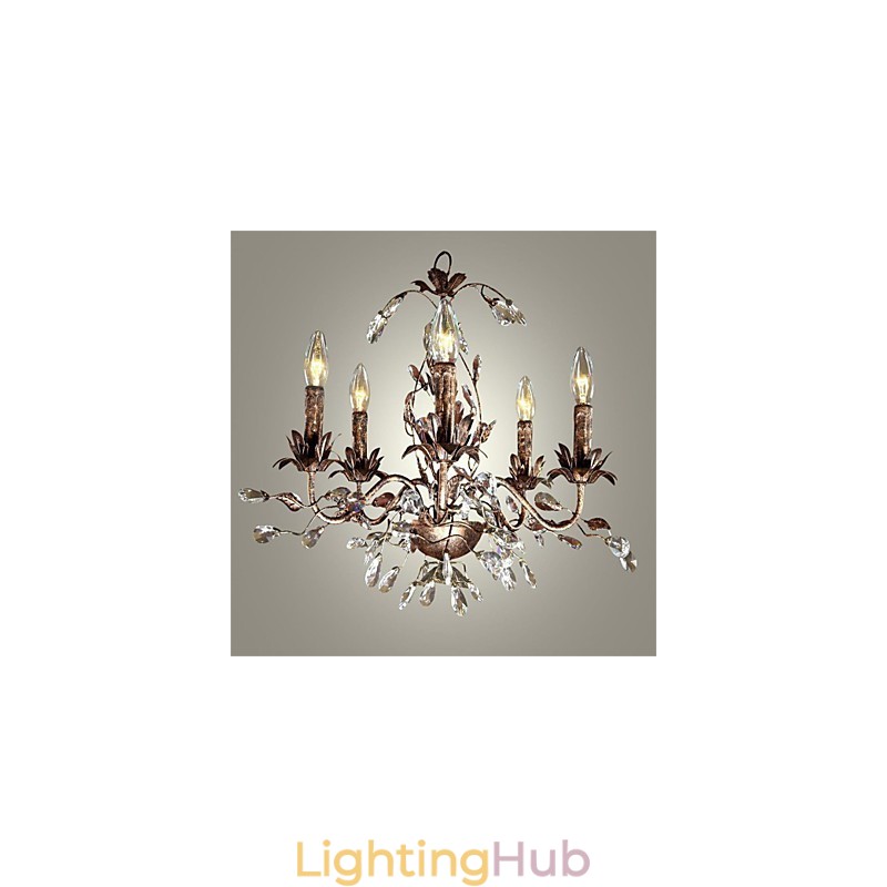 Vintage Candle Style Antique Brass Metal Chandelier