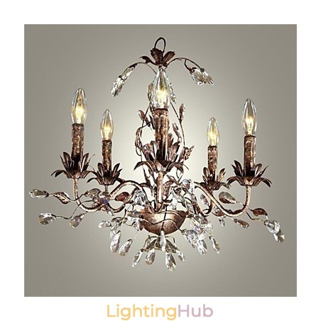 Vintage Candle Style Antique Brass Metal Chandelier Vintage Candle Style Antique Brass Metal Chandelier