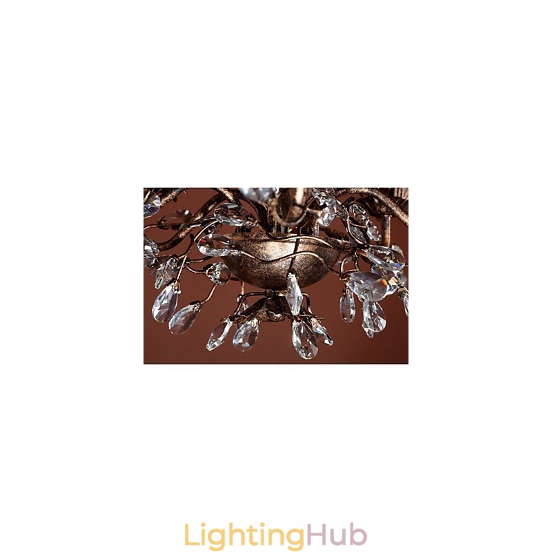 Vintage Candle Style Antique Brass Metal Chandelier