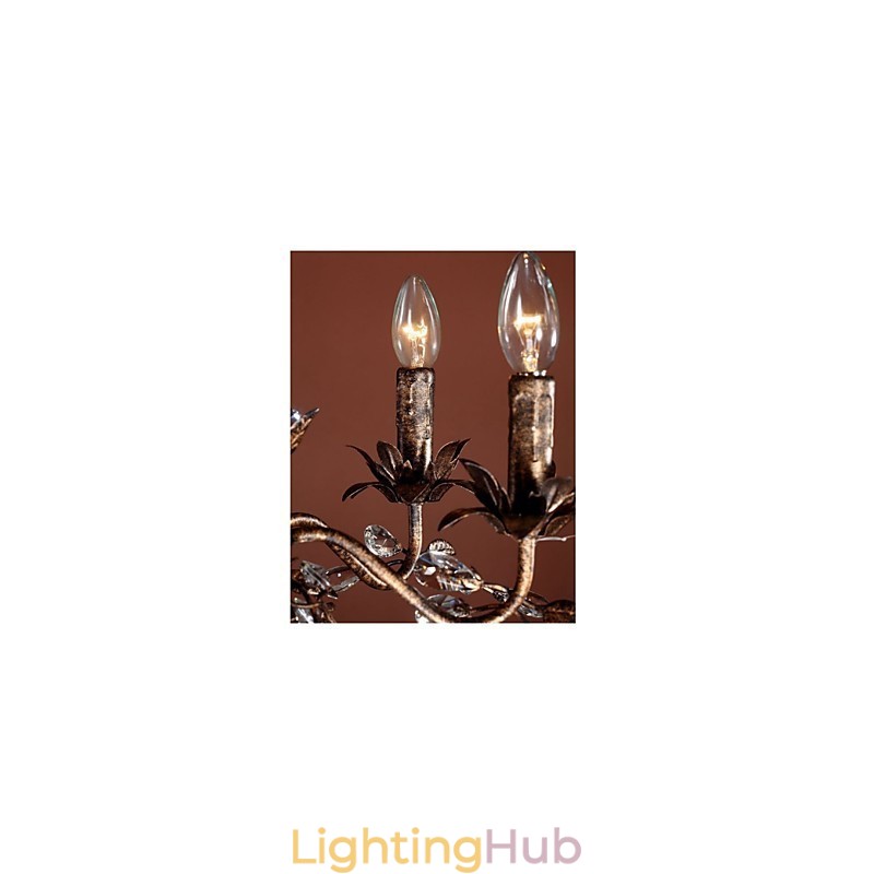 Vintage Candle Style Antique Brass Metal Chandelier