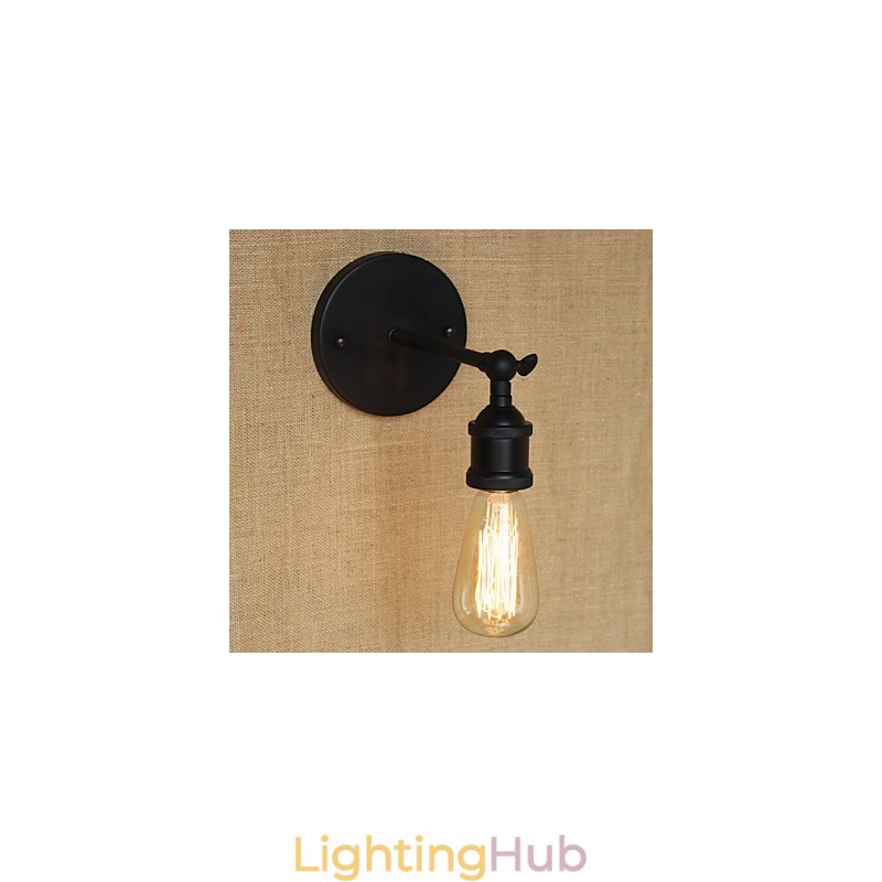 American Restaurant Bar Cafe Bedside Aisle Minimalist Black Wrought Iron Wall Sconce